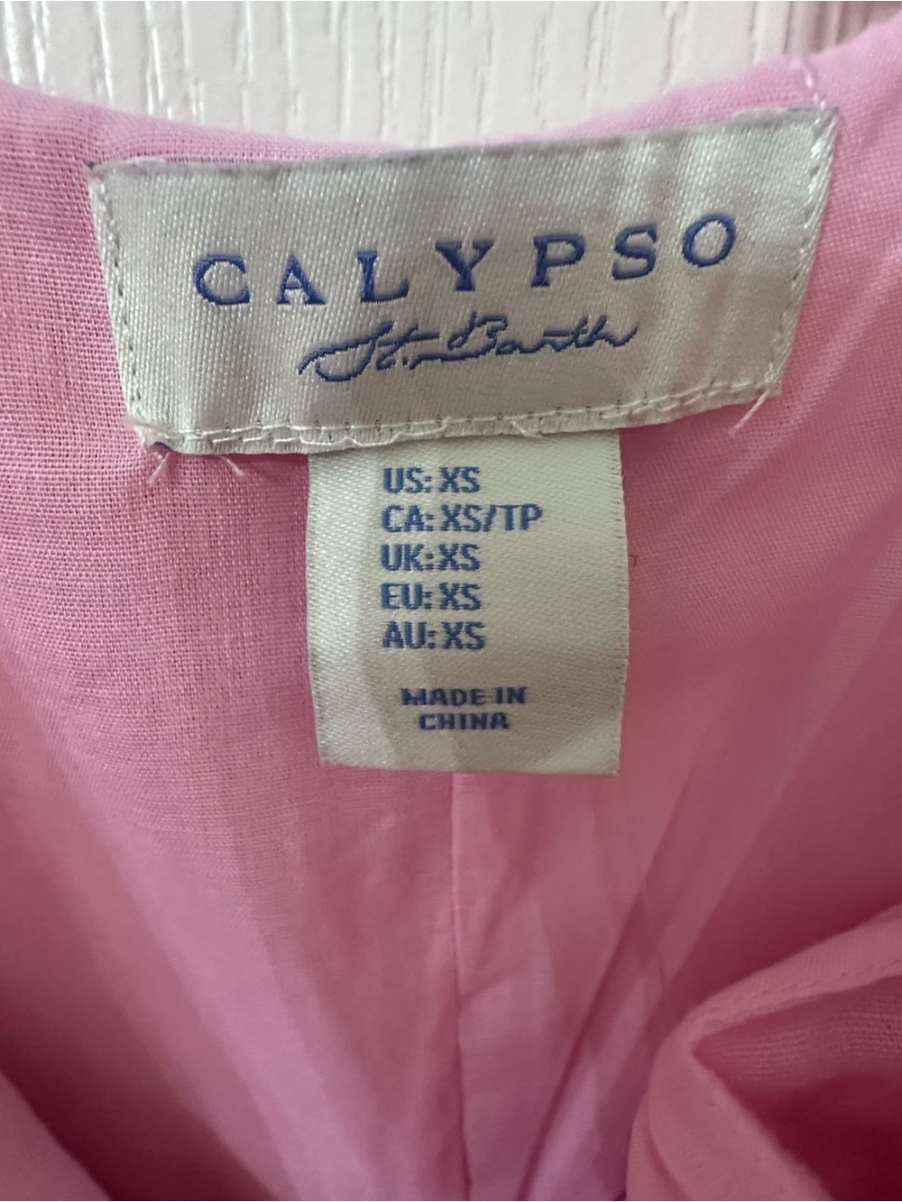 Calypso St. Barth Zulema Linen Blend Mini Dress Pink Red Tropical NWOT, Xsmall - Picture 3 of 3